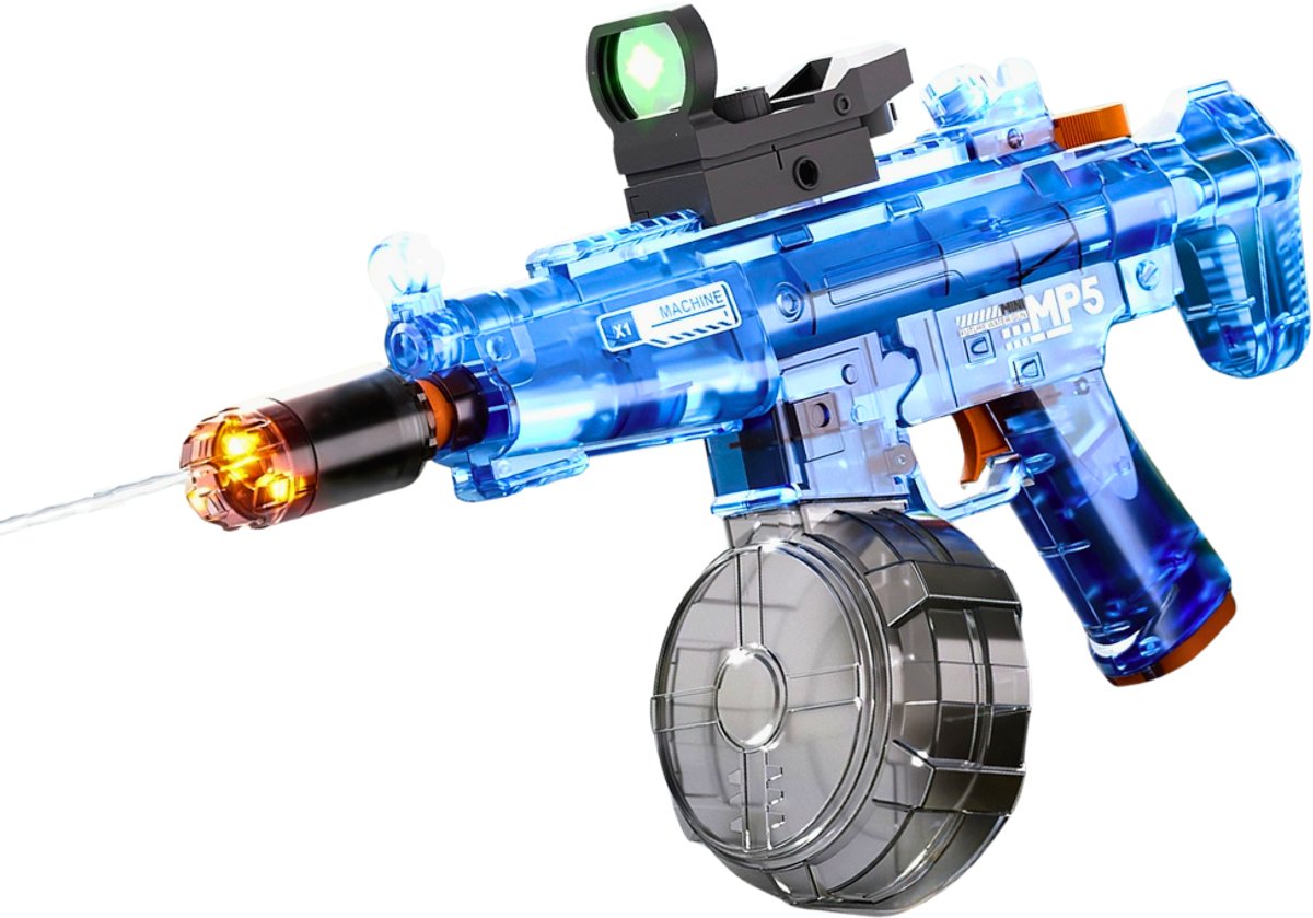   - Elektrisch   Blauw met Verlichting | MP5 Gun | Volledig Automatisch | | 10 Meter Schietafstand | 450ml Groot Watertank | Inclusief Oplaadbare Batterij met USB kabel | Ideaal Speelgoed Cadeau voor Kinderen en Volwassen